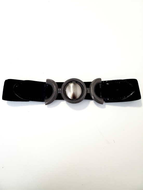 Accessories - BLACK ATTITUDE Stretch Waist Belt with Gunmetal Circle Accent